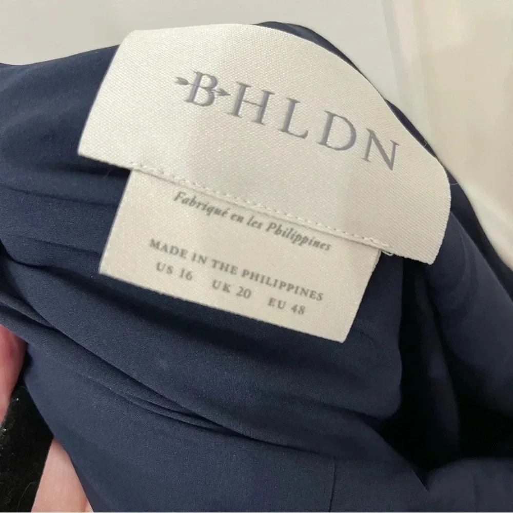 BHLDN navy Miranda crepe dress one shoulder size 16 - Picture 9 of 12